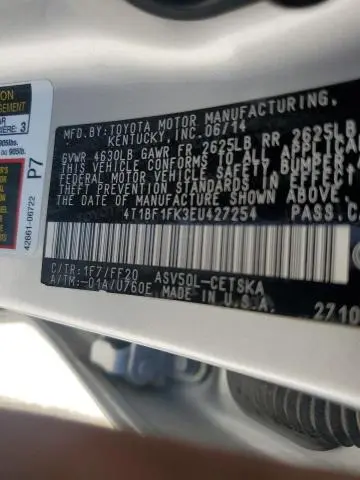 2014 TOYOTA CAMRY L  