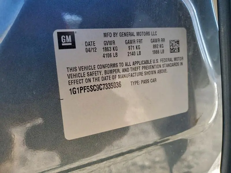 2012 CHEVROLET CRUZE LT  