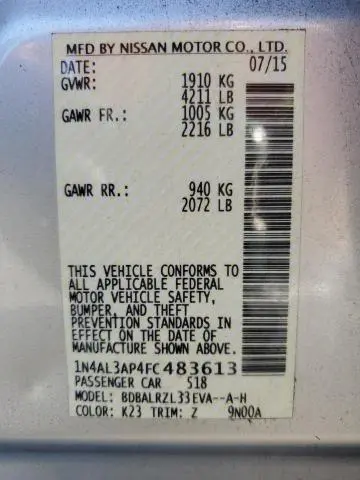 2015 NISSAN ALTIMA 2.5