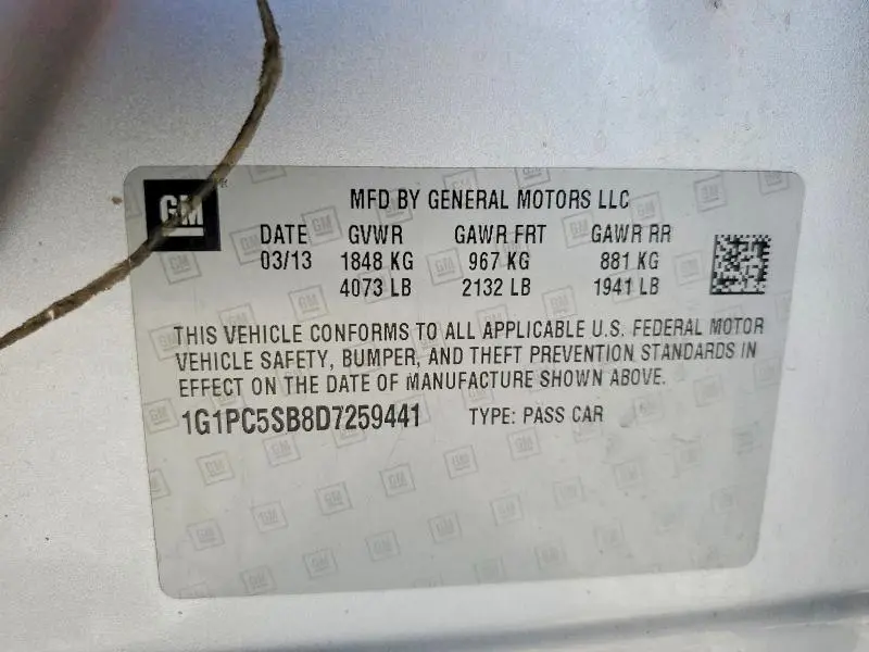 2013 CHEVROLET CRUZE LT  