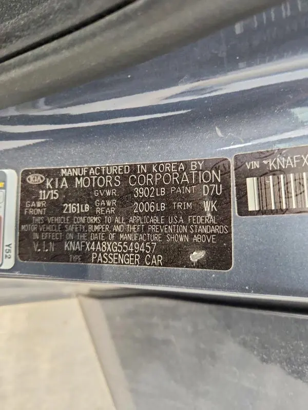 2016 KIA FORTE EX  