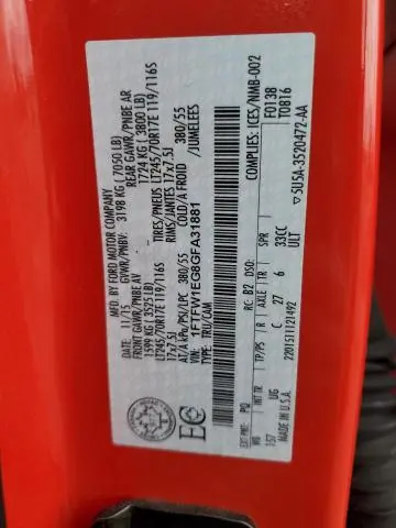 2016 FORD F150 SUPERCREW  