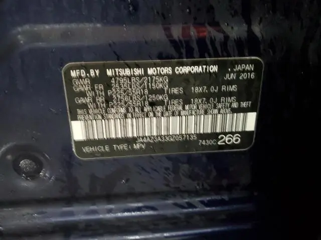 2016 MITSUBISHI OUTLANDER SE  