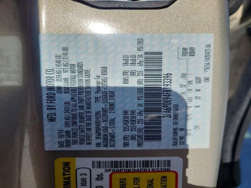 2015 FORD FUSION TITANIUM  