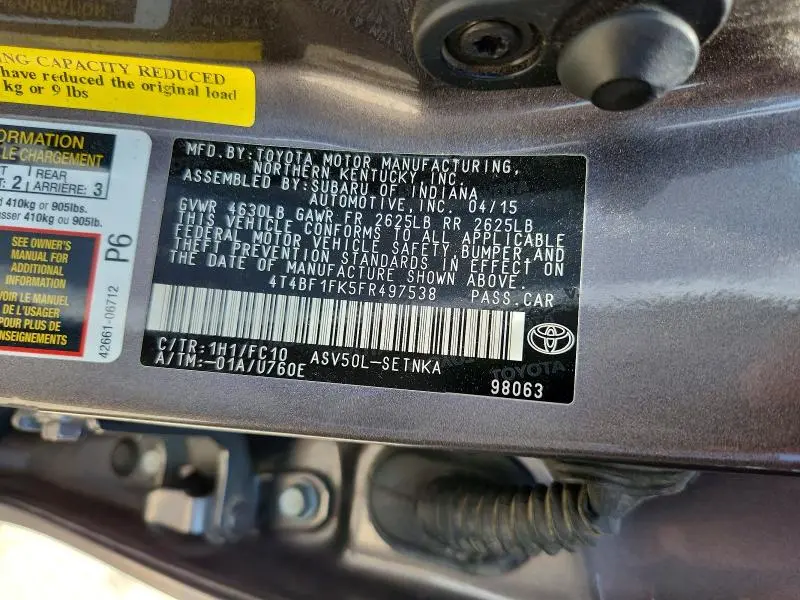 2015 TOYOTA CAMRY LE  