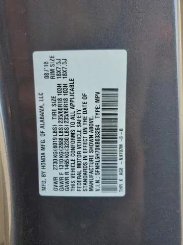 2019 HONDA ODYSSEY EXL  