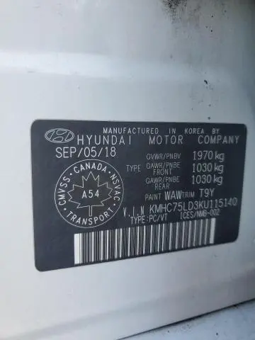 2019 HYUNDAI IONIQ LIMITED  