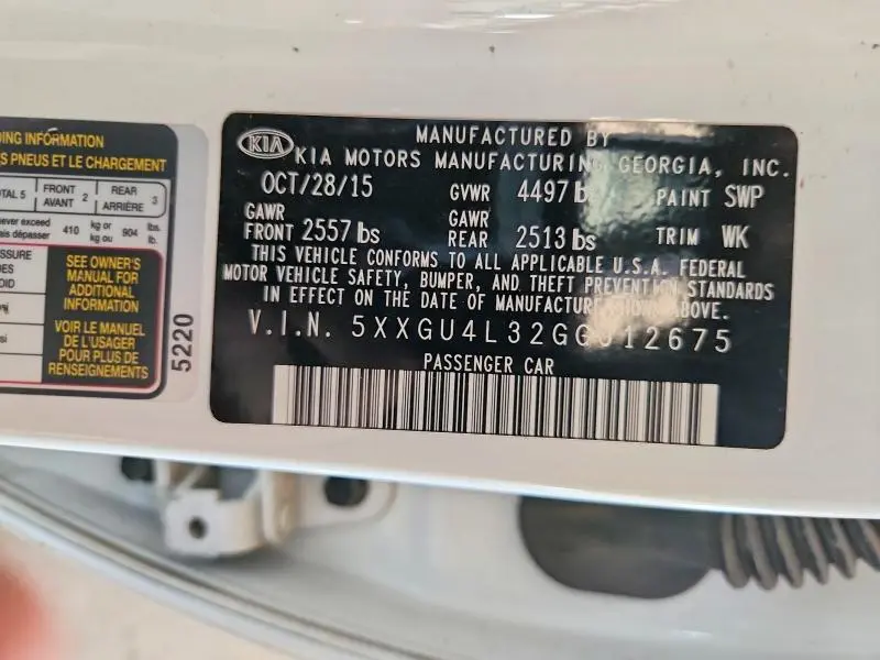 2016 KIA OPTIMA EX  