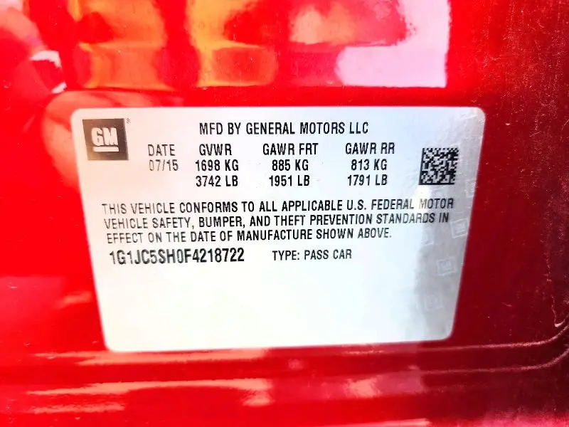 2015 CHEVROLET SONIC LT  