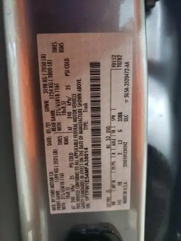 2021 FORD F150 SUPERCREW  