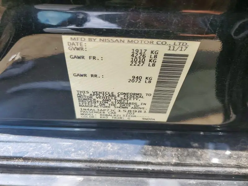 2018 NISSAN ALTIMA 2.5 SL  
