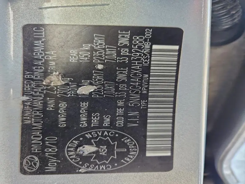 2010 HYUNDAI SANTA FE GLS  