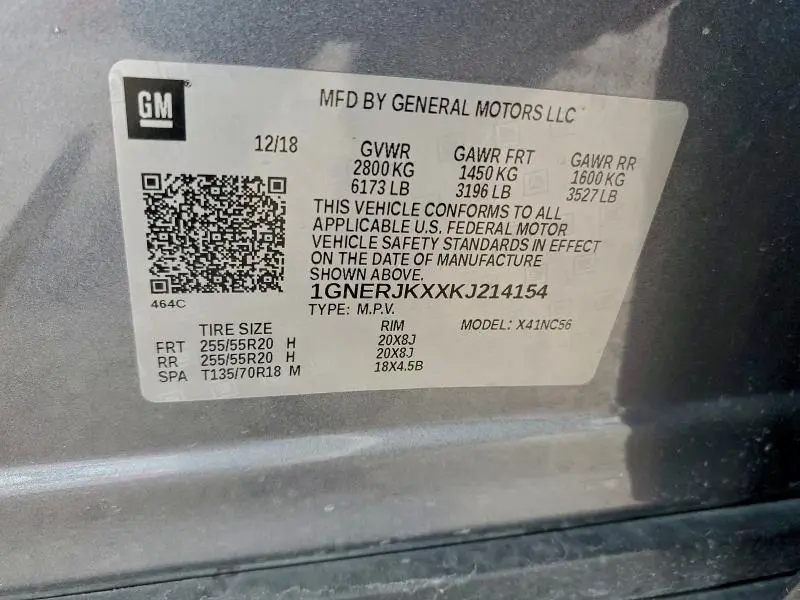 2019 CHEVROLET TRAVERSE RS  