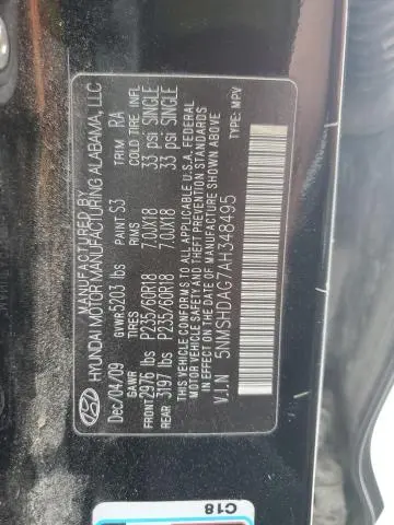 2010 HYUNDAI SANTA FE SE  