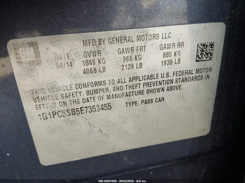 2014 CHEVROLET CRUZE 1LT AUTO