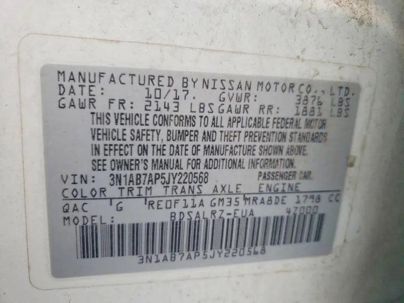 2018 NISSAN SENTRA SR  