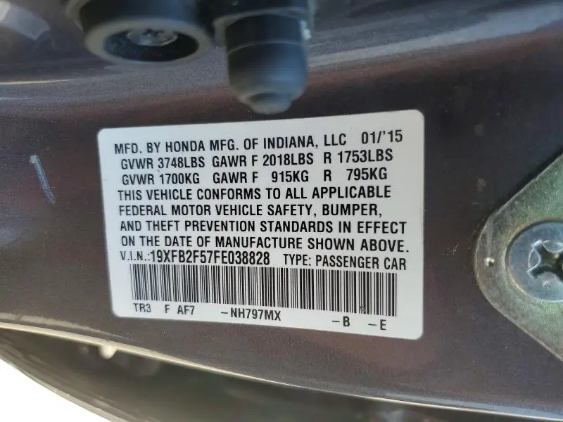 2015 HONDA CIVIC LX  