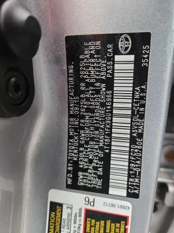 2016 TOYOTA CAMRY LE  