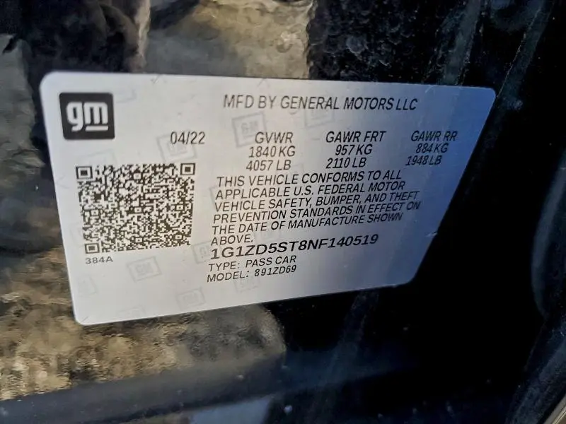 2022 CHEVROLET MALIBU LT  