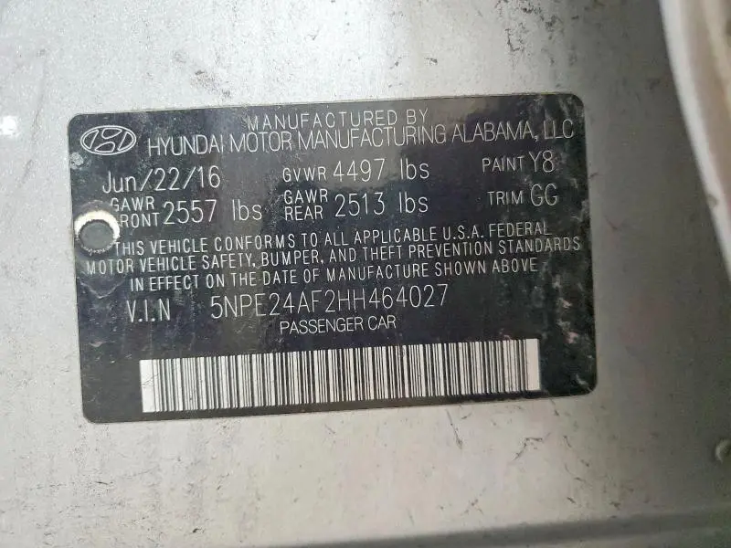 2017 HYUNDAI SONATA SE  