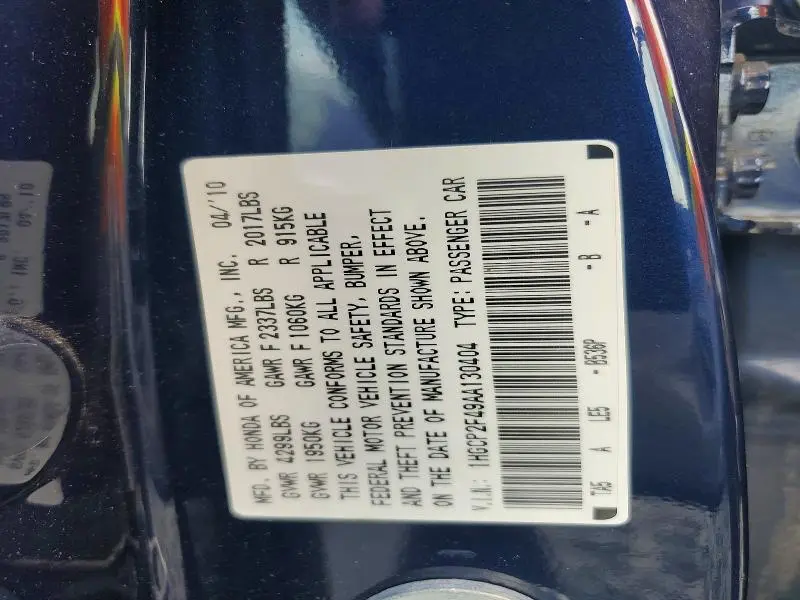 2010 HONDA ACCORD LXP  