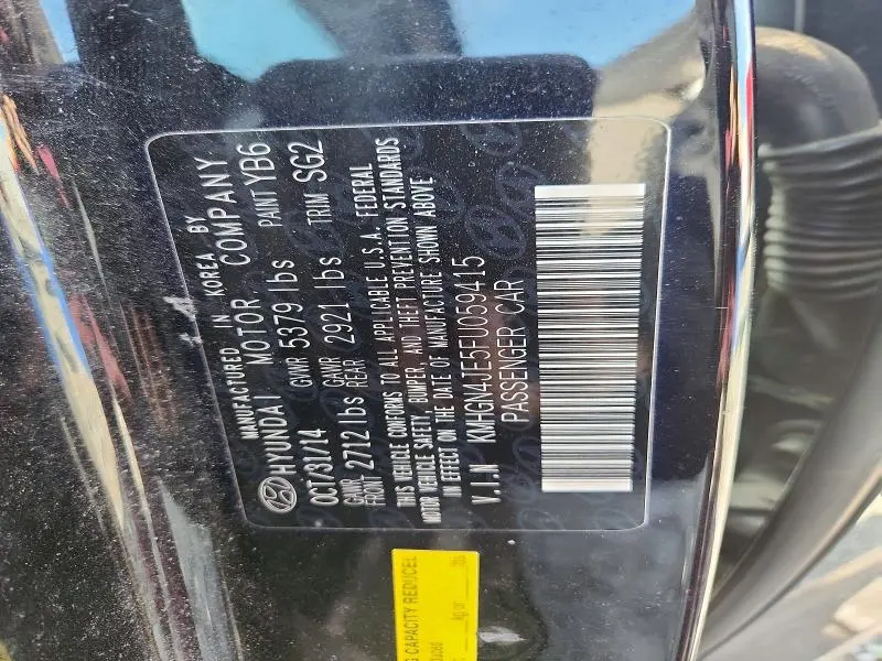 2015 HYUNDAI GENESIS 3.8L  