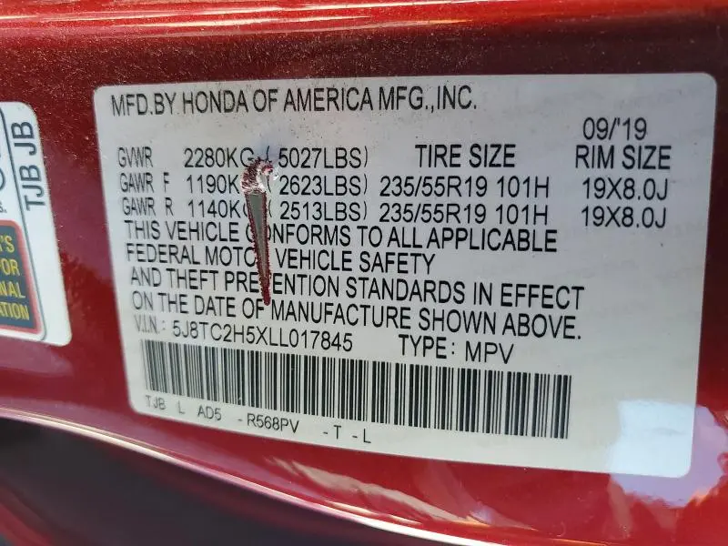 2020 ACURA RDX TECHNOLOGY  