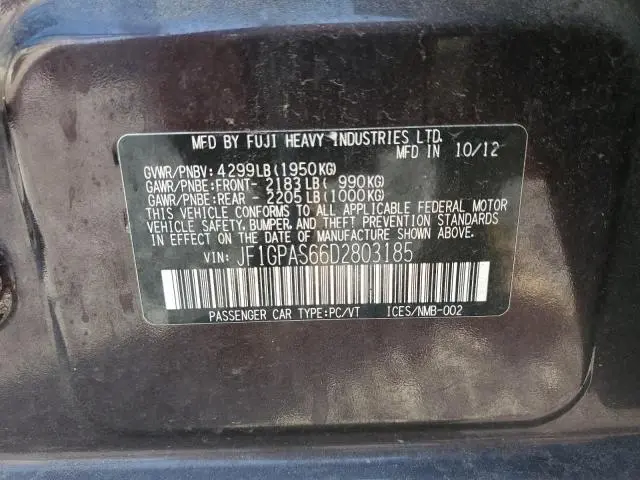 2013 SUBARU IMPREZA SPORT LIMITED  