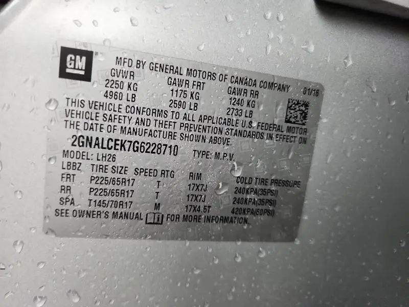 2016 CHEVROLET EQUINOX LT  