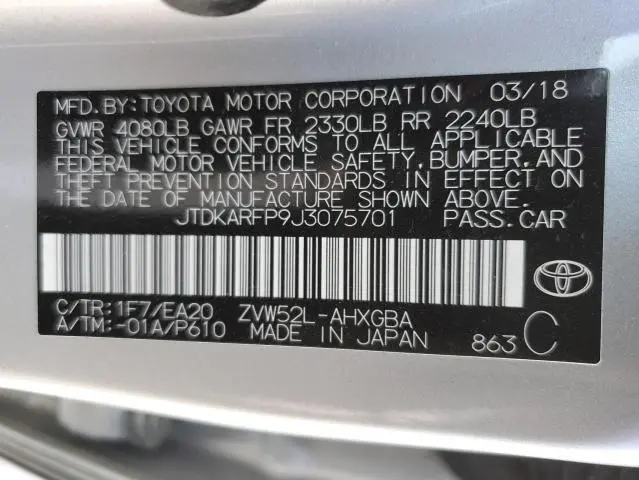 2018 TOYOTA PRIUS PRIME   