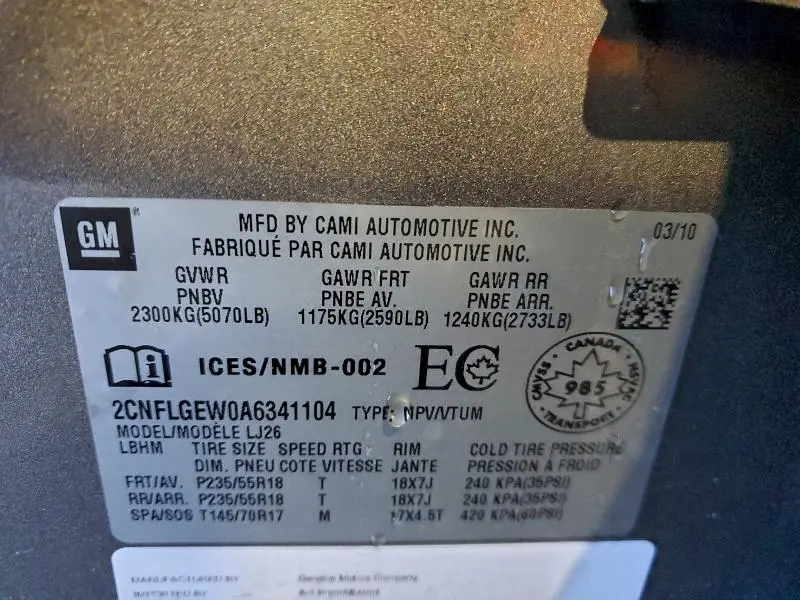 2010 CHEVROLET EQUINOX LTZ  