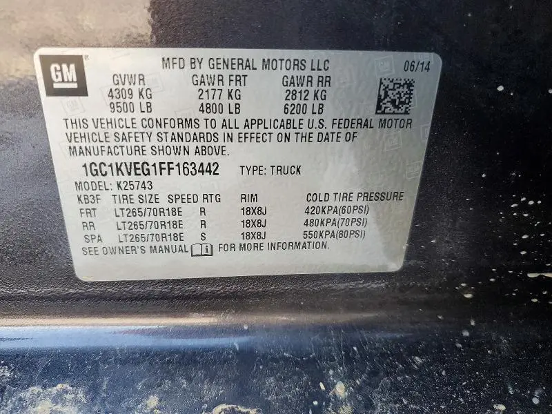 2015 CHEVROLET SILVERADO K2500 HEAVY DUTY LT  