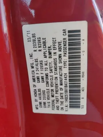 2011 HONDA ACCORD EXL  