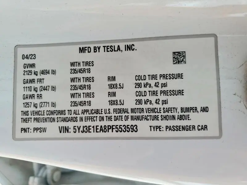 2023 TESLA MODEL 3   