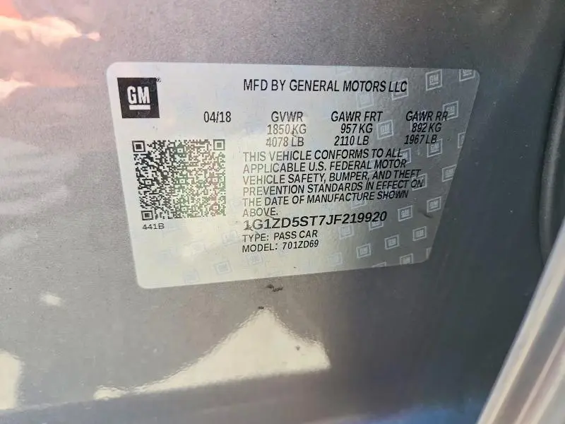 2018 CHEVROLET MALIBU LT  