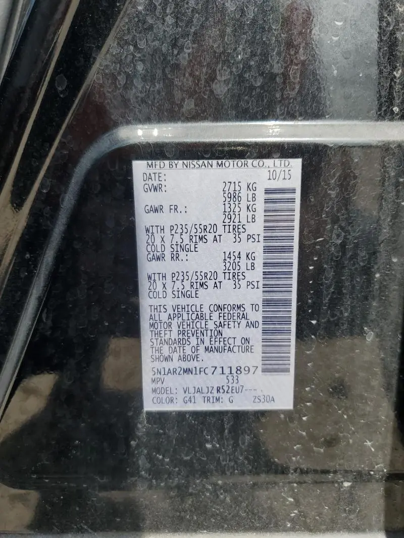 2015 NISSAN PATHFINDER S  