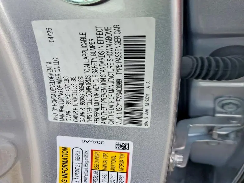 2025 HONDA ACCORD LX  