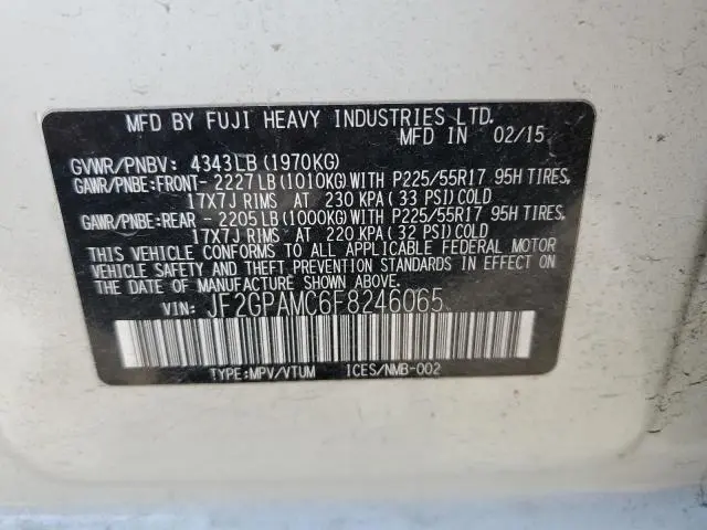 2015 SUBARU XV CROSSTREK 2.0 LIMITED  