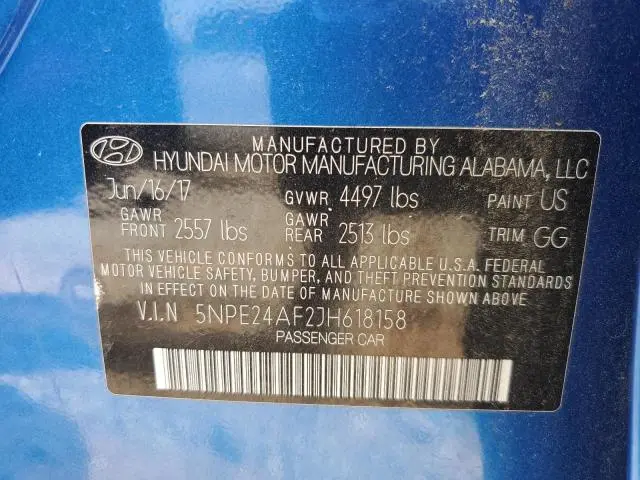 2018 HYUNDAI SONATA SE  