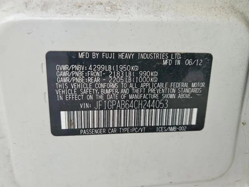 2012 SUBARU IMPREZA PREMIUM  