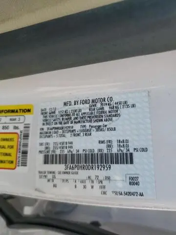 2013 FORD FUSION SE  