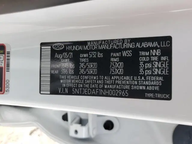 2022 HYUNDAI SANTA CRUZ LIMITED  