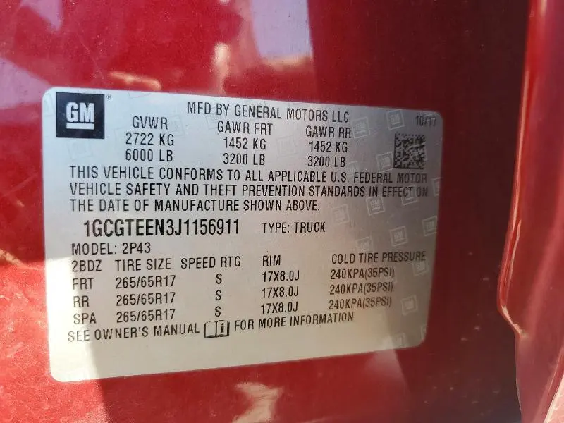 2018 CHEVROLET COLORADO ZR2  