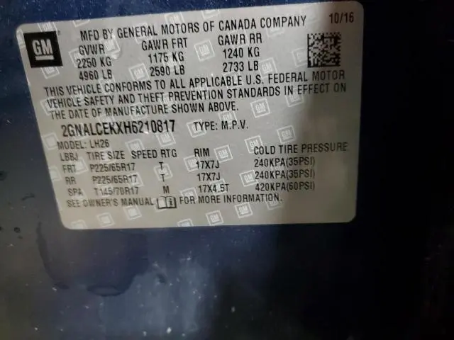 2017 CHEVROLET EQUINOX LT  