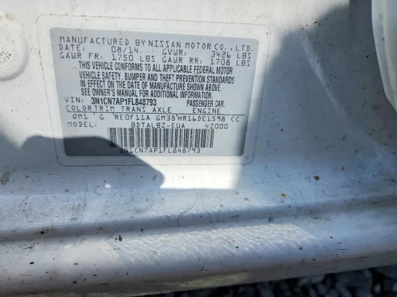 2015 NISSAN VERSA 1.6 SV  