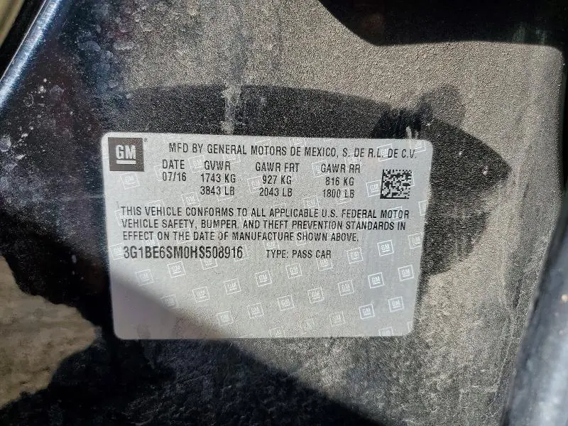 2017 CHEVROLET CRUZE LT  