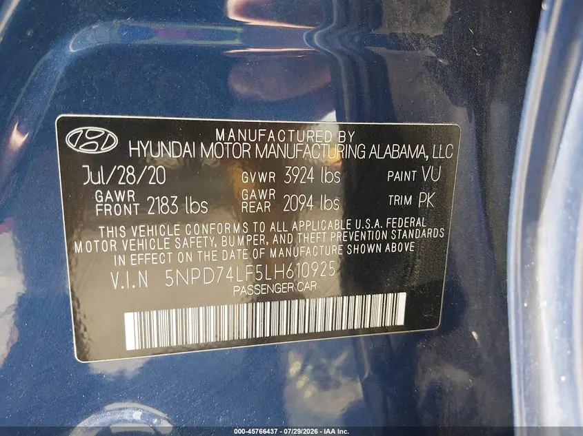 2020 HYUNDAI ELANTRA SE