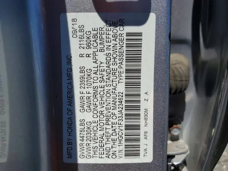 2018 HONDA ACCORD SPORT  