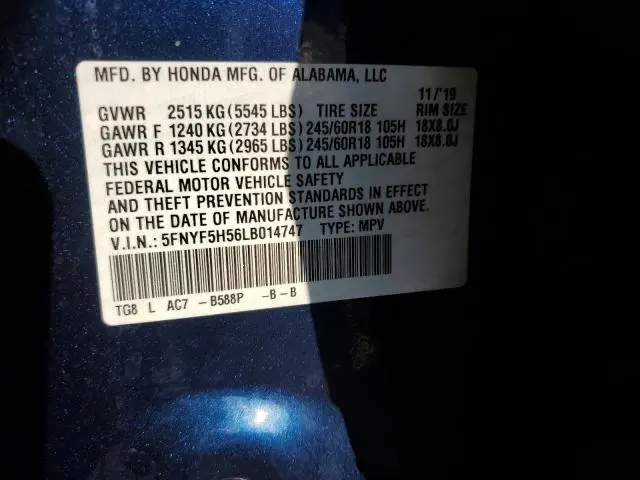 2020 HONDA PILOT EXL