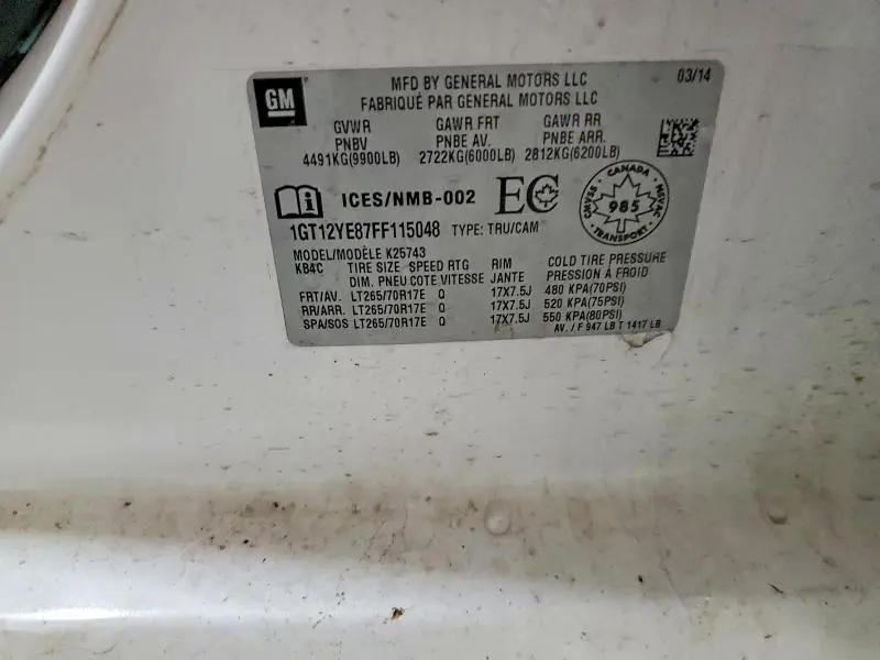 2015 GMC SIERRA K2500 SLE  